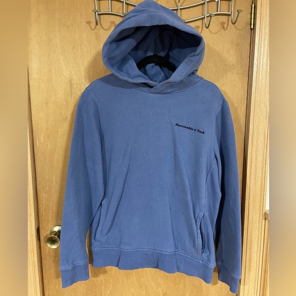 #32- ABERCROMBIE AND FITCH- blue hooded sweater - Picture 1 of 3